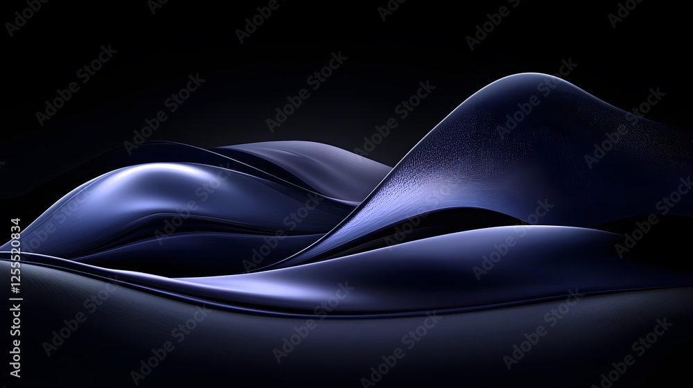 Poster blue gradient abstract background with wave design on a black backdrop for creative projects and pre