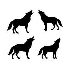 Wolf Pack Icon Set - Stylish Silhouette Vector Bundle for Wildlife and Adventure Themes