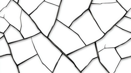 Abstract Black and White Background with Cracked Pattern and Fine Lines on White Surface