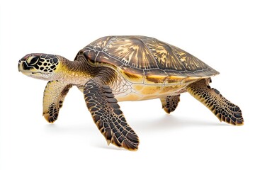 Fototapeta premium Realistic sea turtle swimming gracefully in clear waters with coral reefs