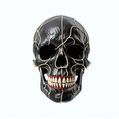 Skull made of papier mache. Isolated on white background. Front view, Digital illustration.