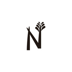 Letter N date palm geometric symbol simple logo vector