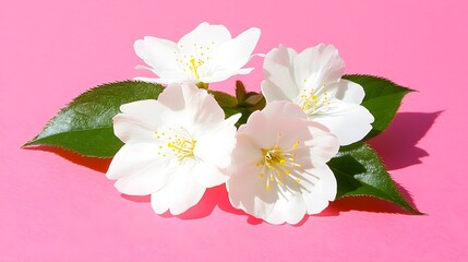 Fresh White Flowers on Bold Pink Background for Floral Themes