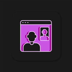 Filled outline Video chat conference icon isolated on black background. Online meeting work form home. Remote project management. Flat filled outline style with shadow. Vector