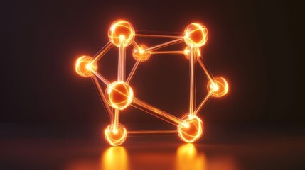 Neon Lit 3D Render of Atomic Molecule Structure