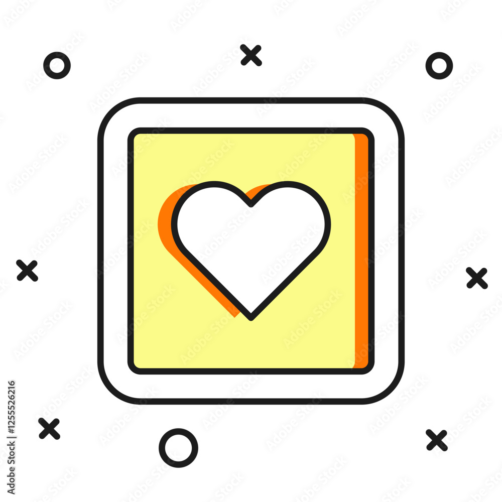 Aufkleber filled outline like heart icon isolated on white background. counter notification icon. follower ins