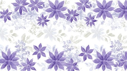 Fototapeta premium Elegant Purple Floral Pattern on Soft White Background Design