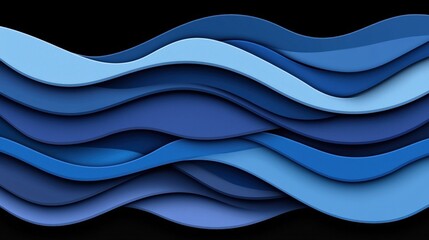 Obraz premium Fluid Abstract Design with Gradient Blue Waves on Black Background for Creative Projects