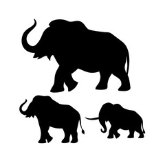 Obraz premium Woolly Mammoth Silhouette Icons - Prehistoric Vector Art for Educational and Nature Themes