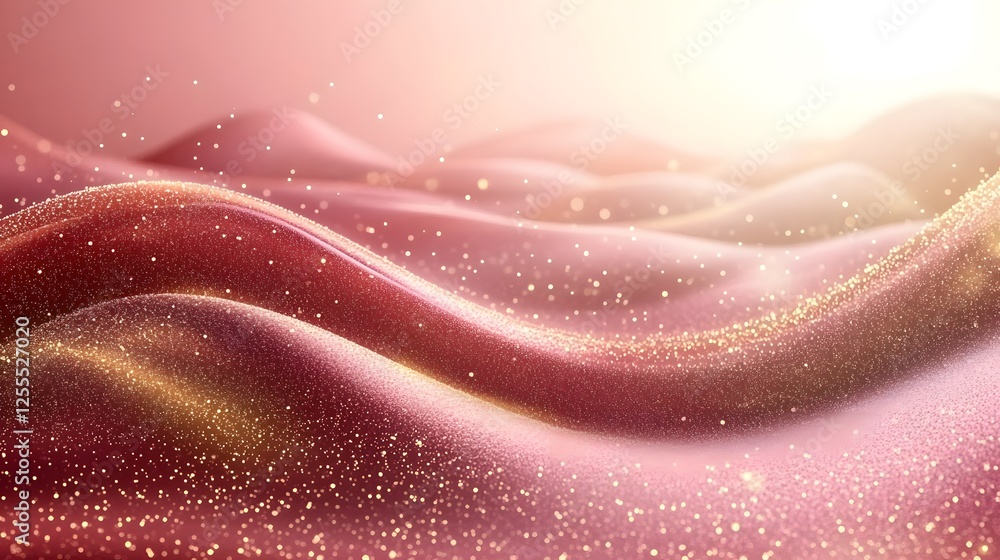 Poster abstract pink background with gold glitter and soft bokeh effect for design and presentation purpose