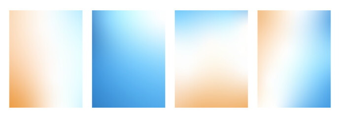 Fototapeta premium Blur beach gradient background . Gradation blue and orange beige background. Abstract backdrop sea water and sand. Ocean exotic wave. Vector tropical summer calm cover illustration.