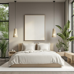 A bedroom with a minimalist design