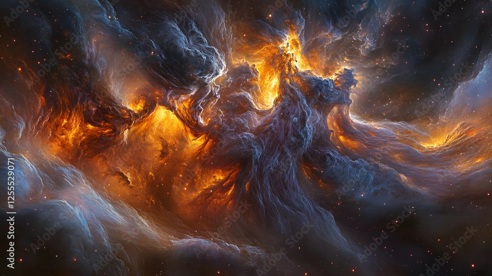 Poster vibrant colorful nebula in deep space with stars and cosmic elements creating a stunning celestial b