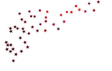Red confetti in the shape of stars isolated on a white or transparent background. Decoration for holiday backgrounds