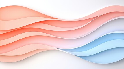 Obraz premium Abstract Flowing Waves in Soft Peach and Sky Blue Tones on Light Background