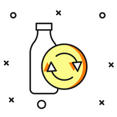 Filled outline Recycling plastic bottle icon isolated on white background. Flat filled outline style with shadow. Vector