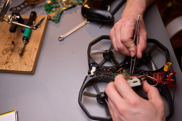 The detailed Drone Repair Process carried out meticulously in a specialized workshop setup
