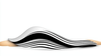 Obraz premium Abstract Black and White Flowing Wave Design with Soft Curves on a Light Background