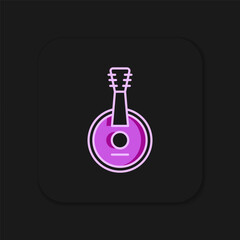 Filled outline Banjo icon isolated on black background. Musical instrument. Flat filled outline style with shadow. Vector