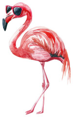 Obraz premium PNG Stylish flamingo wearing sunglasses