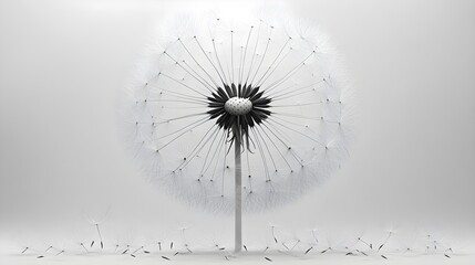 Obraz premium A softly sketched dandelion-inspired mandala with barely-there petal details.