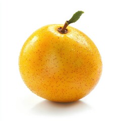 Fototapeta premium Single Yellow Plum With Red Specks On White Background