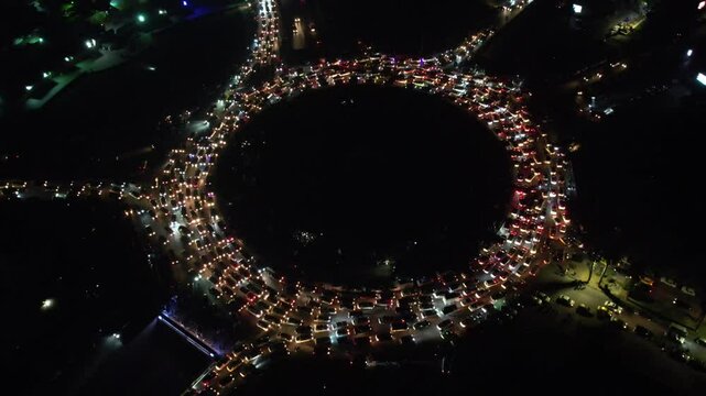 Drone shot of Damascus, Celebrations for the fall of Bashar al-Assad.