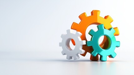 Colorful Gears Arrangement on White Background for Business Concept