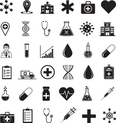 Collection of Medical and Health Icons.health care and medical Icons.