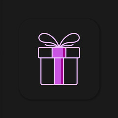 Filled outline Gift box icon isolated on black background. Merry Christmas and Happy New Year. Flat filled outline style with shadow. Vector