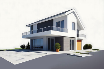 戸建住宅のイラスト、建築パース
