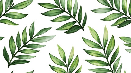 Fototapeta premium Green Leaf Pattern with Different Shades on White Background