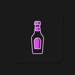 Filled outline Champagne bottle icon isolated on black background. Merry Christmas and Happy New Year. Flat filled outline style with shadow. Vector
