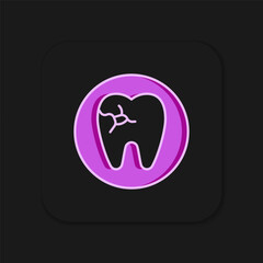 Filled outline Tooth with caries icon isolated on black background. Tooth decay. Flat filled outline style with shadow. Vector