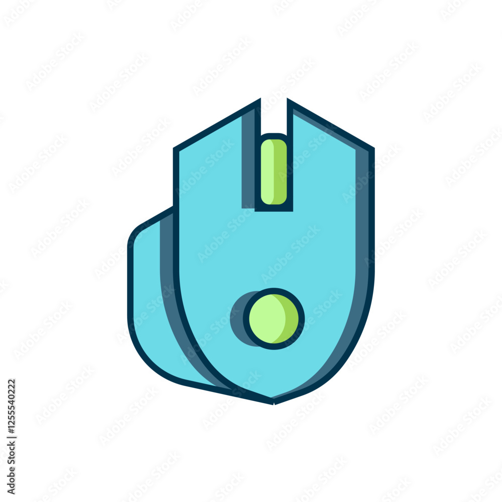Poster filled outline computer mouse gaming icon isolated on white background. optical with wheel symbol. f