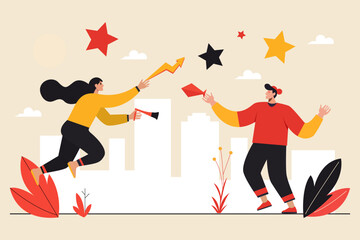 Female and Male Characters Collection Flat Cartoon Character Vector Illustration