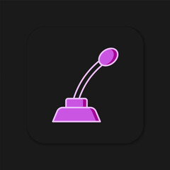 Filled outline Microphone icon isolated on black background. On air radio mic microphone. Speaker sign. Flat filled outline style with shadow. Vector