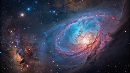 Fototapeta premium vibrant cosmic nebula with colorful gas clouds and bright stars