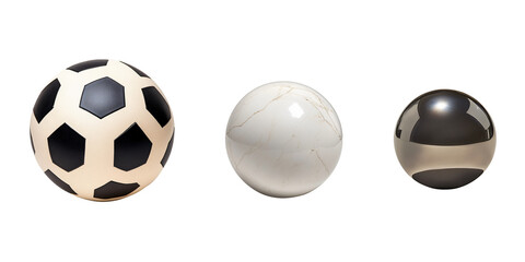 White leather shoe and black-and-white soccer ball isolated on white background