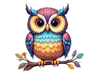 Naklejka premium A beautiful colorfull owl on a pure white background. illustration