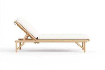 Modern wooden lounge chair with white cushion in minimalist setting