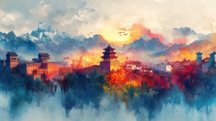 Vibrant Travel Collage of Famous Destinations in Stunning Artwork