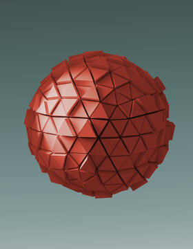 3D rendering of an abstract geometric sphere with triangular patterns