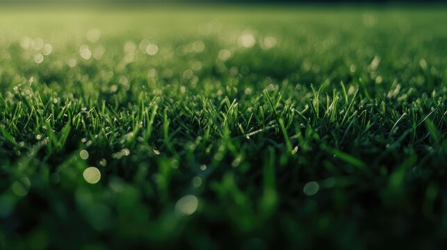 Closeup image of natural green grass socer field