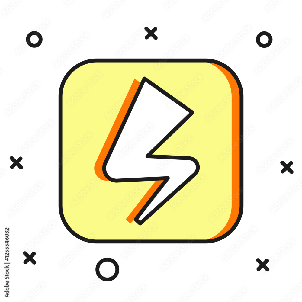 Poster filled outline lightning bolt icon isolated on white background. flash sign. charge flash icon. thun