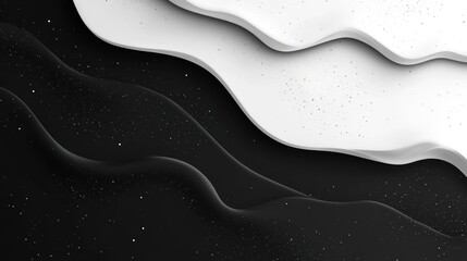 Abstract Monochrome Design with Flat Waves and Smooth Textures
