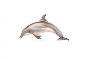 Realistic illustration of a dolphin leaping out of the water against a plain background