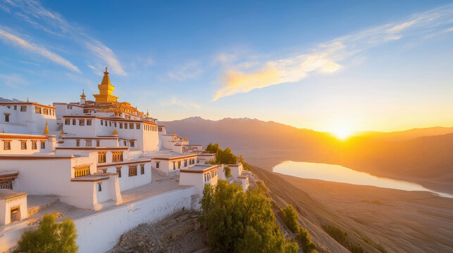 beautiful view of Thikse Monastery