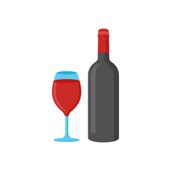 Red Wine , Autumn Isolated Vector Illustration