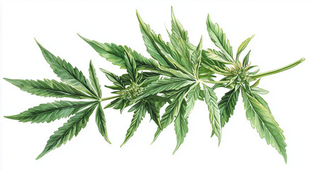 Cannabis Leaf Botanical Illustration